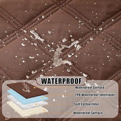 Smiry Waterproof Dog Bed Cover Blanket 52x82, Soft Reversible Pet Blanket, Washable Leakproof Cats Dogs Couch Cover for Sofa, Couch, Furniture, Brown/Beige