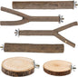 6 PCS Bird Perch Set, Natural Birch Wood Straight & Forked Perches with Platforms for Parakeets, Cockatiels, Conures, Lovebirds - Cage Accessories for Climbing & Exercise