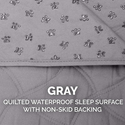 Furhaven Waterproof & Non-Slip Full Size Mattress Cover Protector for Dogs & Cats, Washable, For Beds, Couches, & Car Seats - Quilted Twill Blanket Mattress Cover - Gray, Medium/Full Size