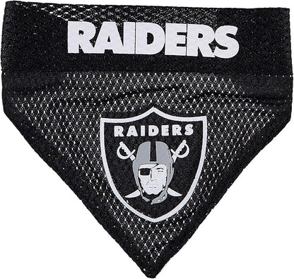 Pets First NFL DOG BANDANA - LA RAIDERS REVERSIBLE PET BANDANA. 2 Sided Sports Bandana with a PREMIUM Embroidery TEAM LOGO, Small/Medium. - 2 Sizes & 32 NFL Teams available, Los Angeles Raiders