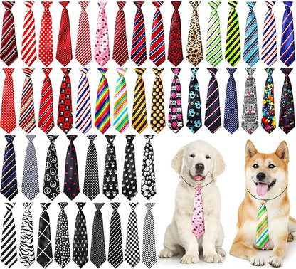 Reginary 50 Pcs Large Dog Neck Ties Bulk, Adjustable Pet Collar Grooming Neckties for Medium Large Dogs Wedding Daily Wearing Birthday Holiday Party Gift Favor Neck Accessories