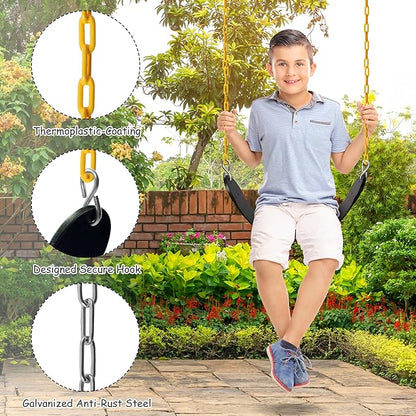 Sunnyglade 2PCS Swings Seats Heavy Duty with 66" Chain, Playground Swing Set Accessories Replacement with Snap Hooks, Support 250lb (2, Black)