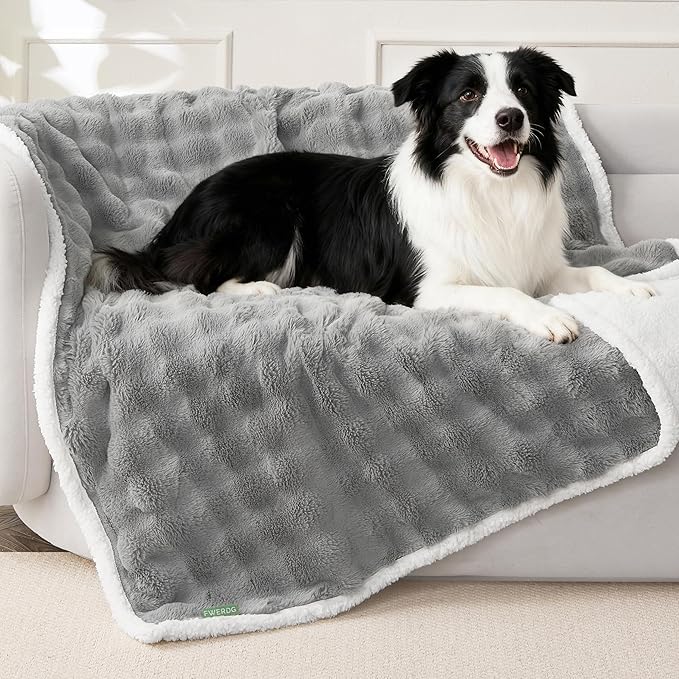 Soft Cozy Waterproof Puppy Blankets for Small Dogs - Room Decor Cat Blanket for Couch Furniture Protector, Washable Dog Blankets for Indoors & Outdoors, Grey, 25"x35"