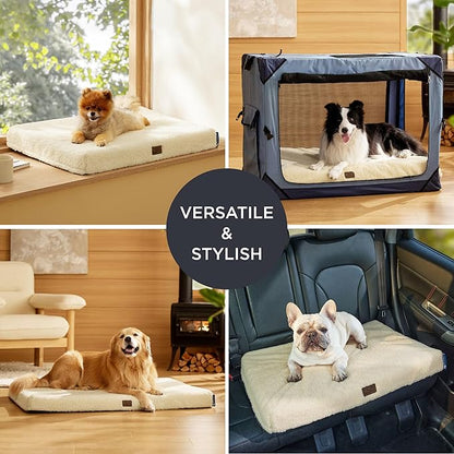 Bedsure Self Warming Dog Bed for Medium Dogs - Comfy Cat Beds with Removable Washable Cover, Orthopedic Egg Crate Foam Pet Mat, Suitable for Pet Up to 30 lbs (Non Electric)