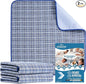 OUTCREATOR® Washable Bed Pads 34" x 54" (Pack of 2) for Incontinence Mattress Protector, Reusable Underpads for Elderly, Adults, Kids, Pets with Anti-Slip Bottom (Light Blue Plaid)