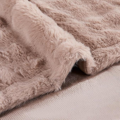 Modern Threads Water-Resistant Faux Rabbit Fur Pet Blanket for Dogs & Cats – Ultra-Soft Couch, Bed & Crate Protector, 40x50 Khaki
