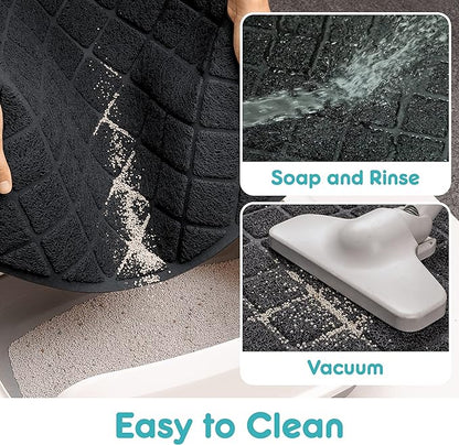 Cat Litter Mat Litter Trapping Mat, 35" x 23" Premium Durable PVC Grid Mesh with Scatter Control, Non-slip, Less Waste Cat Litter Box Mat, Soft on Kitty’s Paws, Urine Waterproof