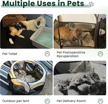 Love's cabin Pet Puppy Dog Playpen, Medium Dog Tent Crates Cage Indoor/Outdoor, Portable Playpen for Cat, Foldable Pop Up Dog Kennel Playpen with Carring Case, Removable Zipper Top, Khaki