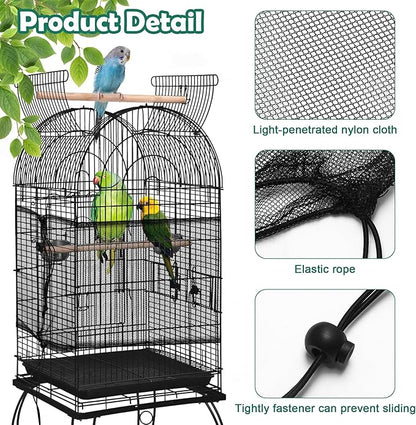 2 Pack Bird Cage Seed Catcher Guard, Bird Cage Cover,Heavy Duty Adjustable Nylon Mesh Netting Seed Catche for Parrot Parakeet Macaw African(XL-118’’*14.9’’)
