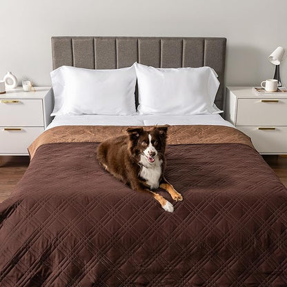 PetAmi Waterproof Bed Cover for Dogs, Waterproof Pet Blanket Couch Cover, Reversible Furniture Cover Sofa Protector for Pet Cat Bed, Washable Waterproof Blanket Dog Cover for Couch Seat, 102x82 Brown
