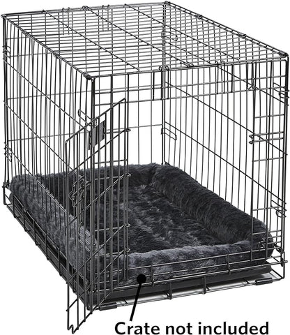 MidWest Homes for Pets QuietTime Dog Bed – Gray Faux Fur Bolster, Ultra-Soft and Machine Washable, Fits 48-Inch Crates and Carriers, for Extra-Large Breed Dogs