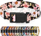 Dog Collar for Boys Girls, Floral Puppy Collar for Small Medium Large Dogs, Adjustable Floral Pattern Soft Pet Collar with Safety Buckle for Male Females(Light Pink,M)
