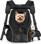 WOYYHO Pet Dog Carrier Backpack with Top and Side Windows, Small Dog Front Backpack Ventilated Mesh Dog Back Pack with Safety Belt for Travel Hiking Outdoor Adventures (Size M: 5-9 lbs, Black 2.0)