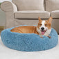 Calming Donut Dogs Beds for Small Dogs Washable,28inch Plush Round Pet Bed for Cozy Sleep,Fluffy Faux Fur Large Cat Bed,Fits up to 30 lbs Pets,Washed Blue