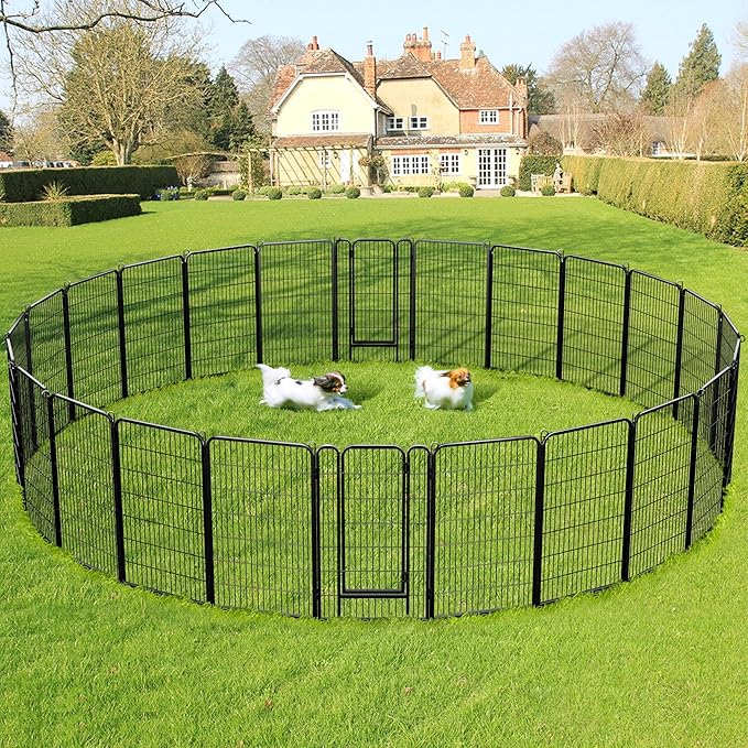 Yaheetech Dog Playpen Outdoor, 47 inch 12 Panels Dog Pen Indoor Heavy Duty Puppy Exercise Pen Metal Pet Fence for RV Camping/Yard/Garden