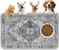 PUPTECK Dog Food Mat, Absorbent Pet Feeding Bowl Mat, Non-Slip Dog Mat for Food and Water, Quick Dry No Stains Cat Placemats Pet Supplies for Messy Drinkers, Grey 12"x20"
