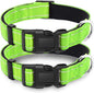 2 Pack Reflective Dog Collar with Safety Locking Buckle, Adjustable Soft Breathable Comfortable Nylon Pet Collar for Small, Medium and Large Dogs, Green, S