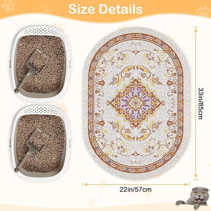 Bienbee Cat Litter Mat, 33" x 22" Large Size Litter Box Mat Rug with Non-Slip Bottom,Urine and Water Proof, Easy to Clean Cat Supplies Essentials for Indoor Kitty Kitten Floor, Brown L