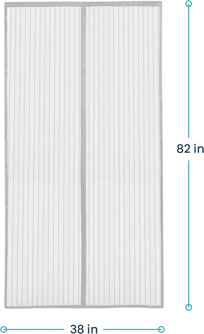 Flux Phenom Magnetic Screen Door Mesh 38x82 Inch – Easy Install, Strong Magnet Strength, Self-Sealing Mesh, Pet Tested, Hands-Free Entry, Doors Screen Magnetic Closure, Keeps Bugs Out - Gray