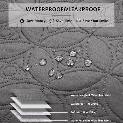 Waterproof Dog Blanket, 30x30 inches Small Pet Couch Covers for Sofa, Chair Bed Furniture Protector from Dogs Washable and Reversible-Lightgrey+Darkgrey