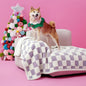 LE SURE Waterproof Dog Blanket for Large Dogs - Washable Double Sided Dog Blankets with Warm Jacquard Shag and Soft Sherpa Fleece, Pet Cat Blanket for Couch Protection, 3D Textured Checks, Purple