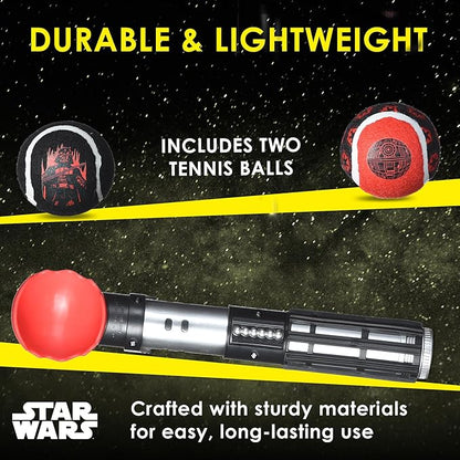 STAR WARS for Pets Lightsaber Ball Launcher for Dogs – Darth Vader Themed Retractable Dog Ball Thrower with Tennis Balls, Launches Up to 150 Feet