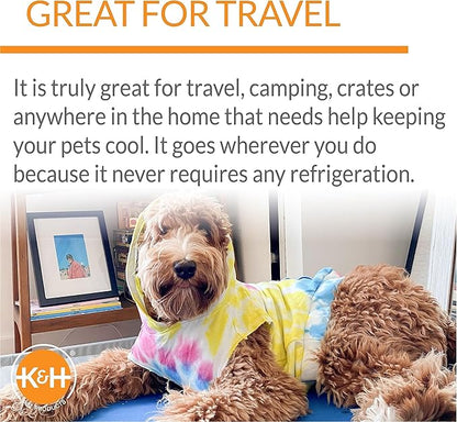 K&H Pet Products Coolin' Pet Pad Dog Mat, Portable Dog Cooling Mat for Travel or in Home, Perfect for Carriers, Crates, Outdoor Houses, Yards, Porches, Pet Beds & More - Large 36 X 20in Chill Blue