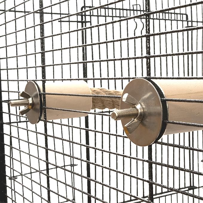 Bird Rope Perch for Parrots, Bendable Natural Jute Boing with Pine Wood and Stainless Steel Mount, Cotton Alternative, Cage Accessory for Parrots (Brown, 2 feet)
