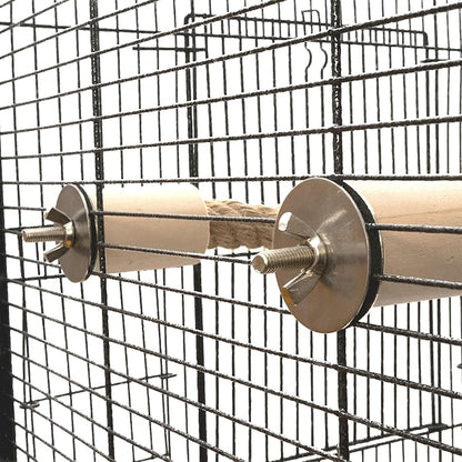 Bird Rope Perch for Parrots, Bendable Natural Jute Boing with Pine Wood and Stainless Steel Mount, Cotton Alternative, Cage Accessory for Parrots (Brown, 2 feet)