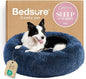 Bedsure Calming Dog Bed for Large Dogs - Donut Washable Large Pet Bed, 36 inches Anti Anxiety Round Fluffy Plush Faux Fur Dog Bed, Fits up to 80 lbs Pets, Navy