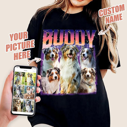 Mit & Mia Custom Your Own Bootleg Rap Shirts for Boyfriend Girlfriend Face Shirt with Photo Gift for Him Her Pet Lovers