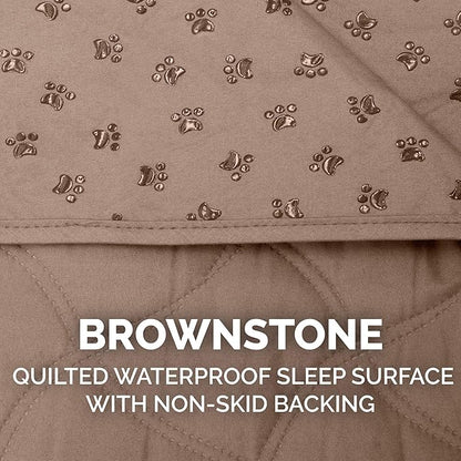 Furhaven Waterproof & Non-Slip Queen Size Mattress Cover Protector for Dogs & Cats, Washable, For Beds, Couches, & Car Seats - Quilted Twill Blanket Mattress Cover - Brownstone, Large/Queen Size