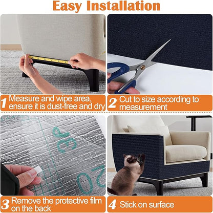 Cat Scratch Furniture Protector - 158" x 15.8" Trimmable Self-Adhesive Cats Claws Scratch Pads, DIY Cat Climbing Couch Protector for Scratch Post Cat Tree Replacement Indoor (Dark Blue)