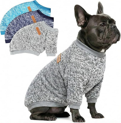 3 Pack Dog Sweaters for Small Dogs Girl Boy Winter Fleece Clothes Warm Soft Dog Sweatshirt Outfit for Dogs Cats Pet Apparel