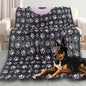 Dog Blankets for Large Dogs,Washable Pet Blanket, Soft Crate Bed with Paw Pattern for Kennel/Couch, Grey & Pink 80x60 Inch