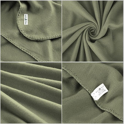 Fleece Throw Blanket Set Bulk for Travel Kids Outdoor Wedding Pet (Olive Green, Pack of 6 50x60 Inches)