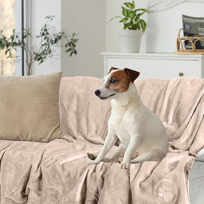 PETMAKER Dog Blanket - 60x80in Reversible Sherpa Blanket - Throw Blankets for Bed, Couch, Crate, or Car - Machine Washable Puppy Essentials (Tan)