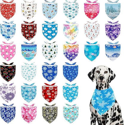 30 Pack Winter Dog Bandanas Bulk for Large Dogs Breed Stitch 33 Inch XL Dog Bandanas Scarves Grooming L