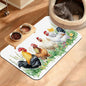 Chicken Rooster Dog Cat Food Mat,Green Grass Absorbent Waterproof Placemat for Food and Water Non Slip Rubber Backing Durable Feeding Pad for Clean Floors 16" x 24"