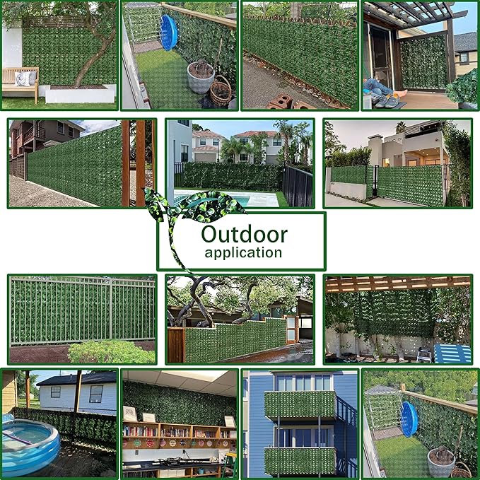 Artificial Fence Privacy Screen: 5FT x 20FT UV-Anti Faux Greenery Backdrop Ivy Chain Link Shades Panels for Patio, Balcony, Garden,Deck,Backyard Indoor Outdoor Green Wall Decor