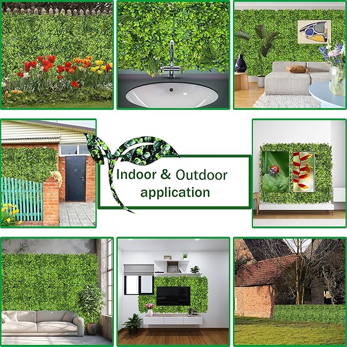 Artificial Plant Wall Roll: 48 X120 in (40 sqft) UV-Anti Ivy Privacy Fence Screen Faux Greenery Panels Backdrop Boxwood Ivy Vine Leaf Hedge Fence for Indoor Outdoor Green Decor