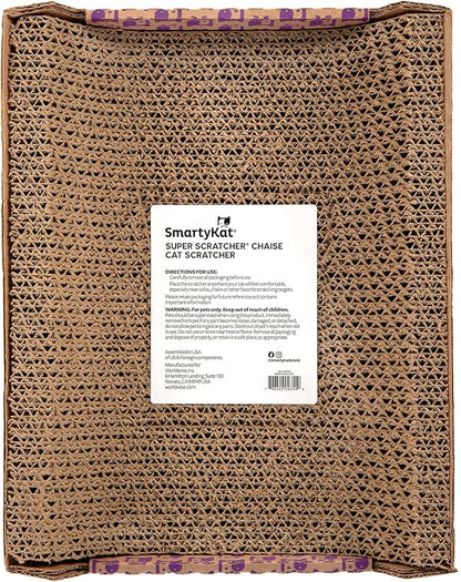 SmartyKat Super Scratcher Chaise Corrugated Cat Scratcher,Catnip Infusion Technology - Brown,One Size,(Pack of 6)