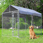 Outdoor Dog Kennel Large with Roof, Dog Run Enclosure, Large Outside Heavy Duty Dog Pens House Pet Playpen with Galvanized Chain Link Waterproof Cover (10'Lx6'Wx7.65'H)