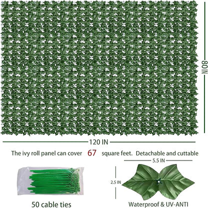 Artificial Ivy Privacy Fence Wall Screen,80X120 in UV-Anti Faux Greenery Backdrop Ivy Vine Leaf Hedges Fence Panels for Patio, Balcony, Garden, Backyard Indoor Outdoor Green Wall Decor
