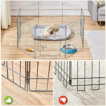 Yaheetech 24" High 8 Panel Foldable Metal Dog Exercise Pen Pet Playpen Dog Fence Outdoor & Indoor Use for Small Animals with Door Black