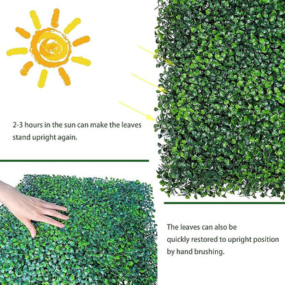 Artificial Boxwood Roll: 60 X 120 in (50 sqft) UV-Anti Faux Ivy Boxwood Hedge Leaf Grass Wall for Patio Balcony Privacy, Garden, Backyard Greenery Wall Backdrop and Fence Decor
