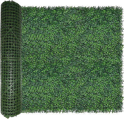 Artificial Boxwood Roll: 40x120 in (33.5 sqft) UV-Anti Faux Ivy Boxwood Hedge Leaf Grass Wall for Patio Balcony Privacy, Garden, Backyard Greenery Wall Backdrop and Fence Decor