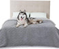 Bedsure Waterproof Dog Blankets for Bed - Pet Blanket for Bed Couch Protector Washable, Jacquard Coral Fleece Cat Throw Blanket, Soft Plush Reversible Furniture Protection, King, 86x108, Grey