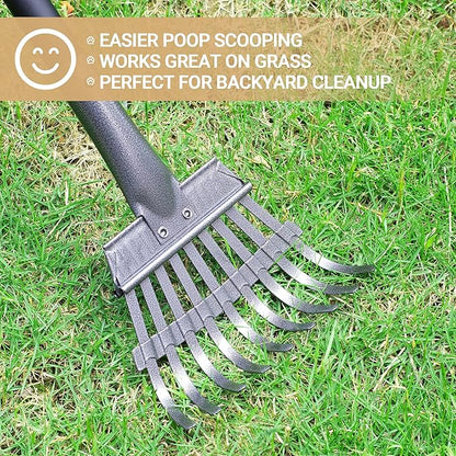 Heeyoo Dog Pooper Scooper, Dog Poop Tray and Rake Set, Pet Waste Removal Scoop with Long Adjustable Sectional Stainless Handles