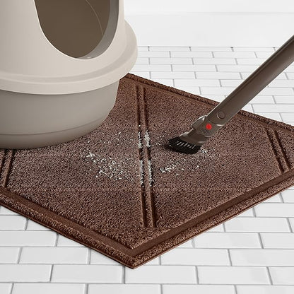 Amazon Basics Less-Mess Cat Litter Box Mat,24" x 35",Unscented,Brown,(Pack of 10)